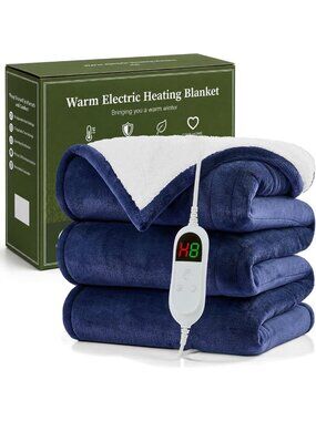 Cobalt Blue Electric Heated Blanket, Full Size 72"x84", Cozy Warmth for Comfort